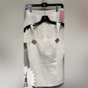 Chic White Two-Piece Set with Embellished Straps A.L.N   Short set.